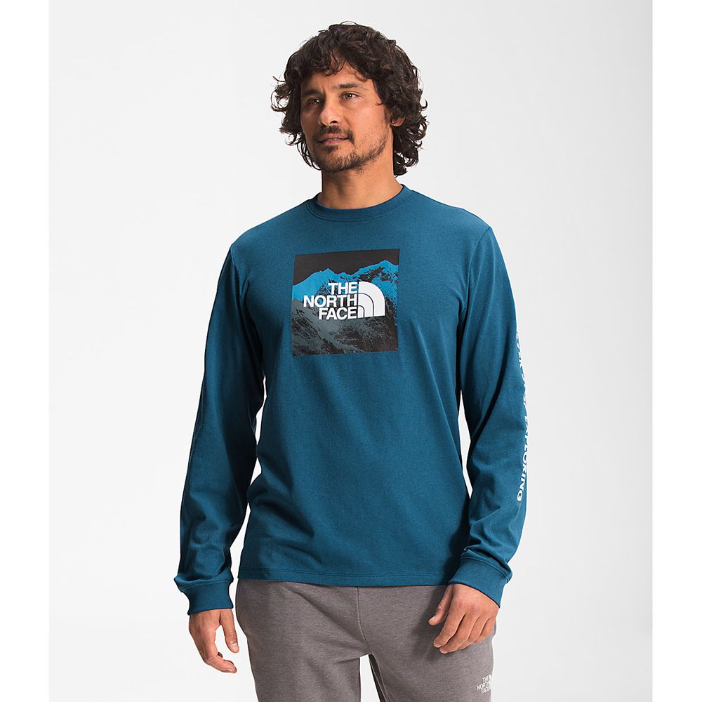 The North Face Long Sleeve Mens Australia - The North Face Long Sleeve Logo Play Blue (FJY-147095)